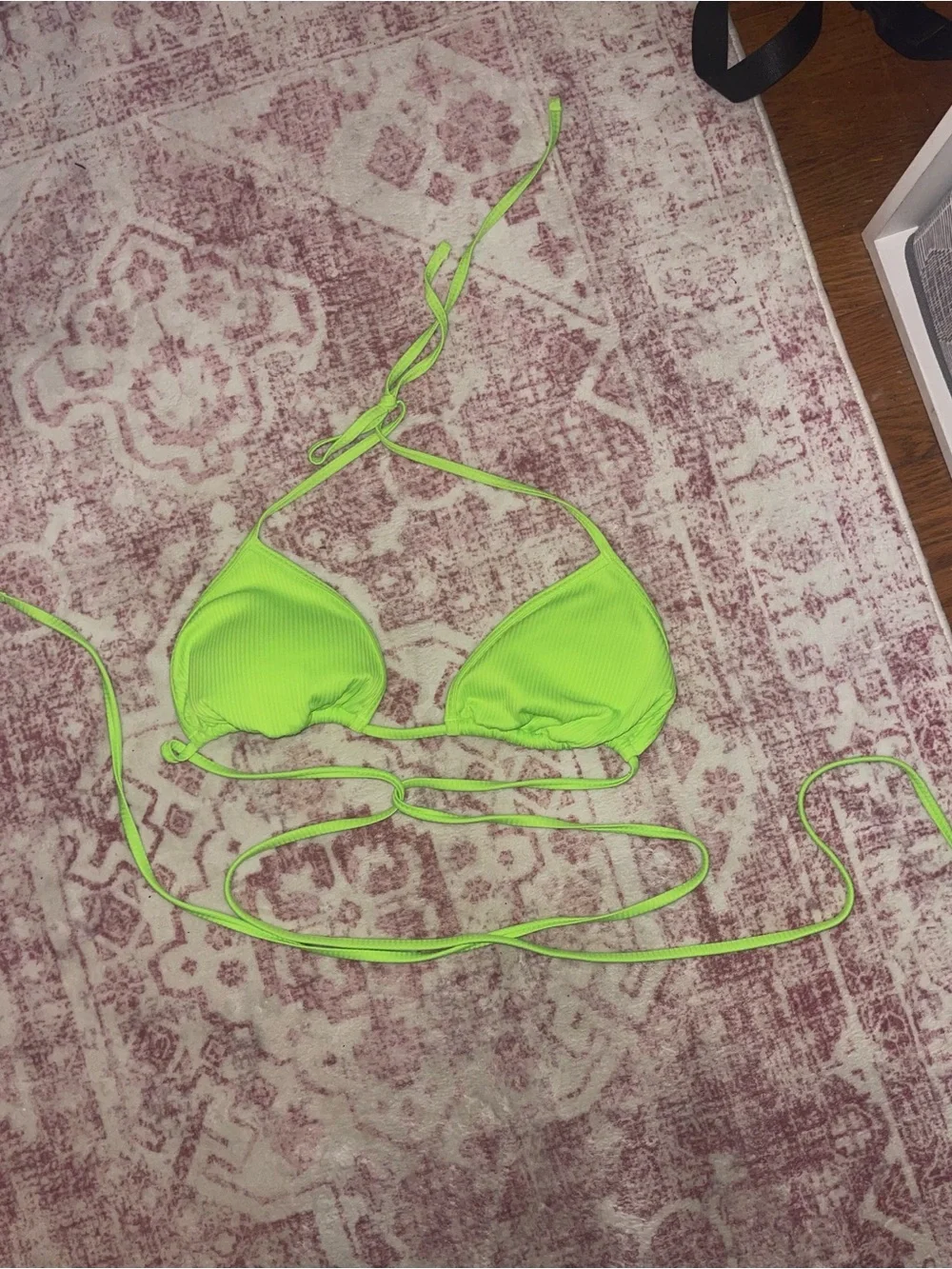 Hollister Neon Lime Ribbed Triangle Bikini Top